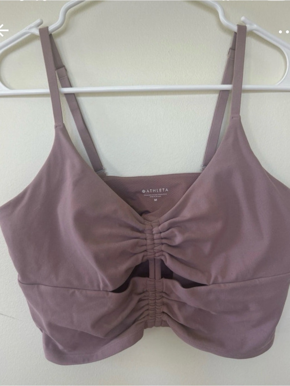 Athleta Mauve Ruched Longline Sports Bra with Adjustable Straps medium